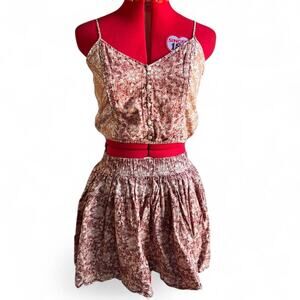 American Eagle Boho Cotton Linen Crop Top and Skirt Set